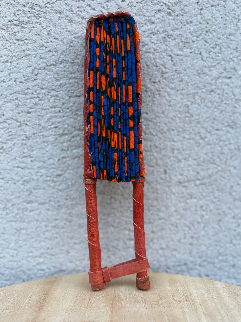Éventail pliable wax bleu & orange – Graphique