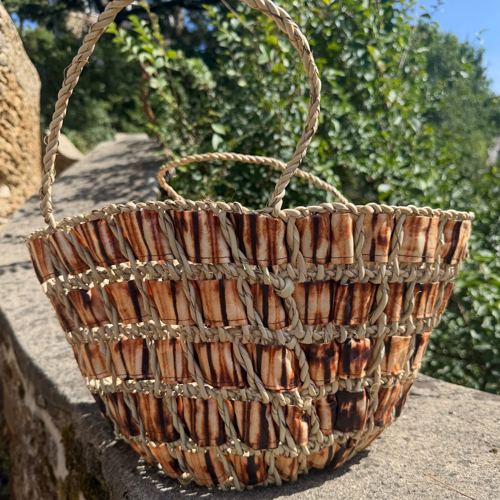Panier tressé wax marron