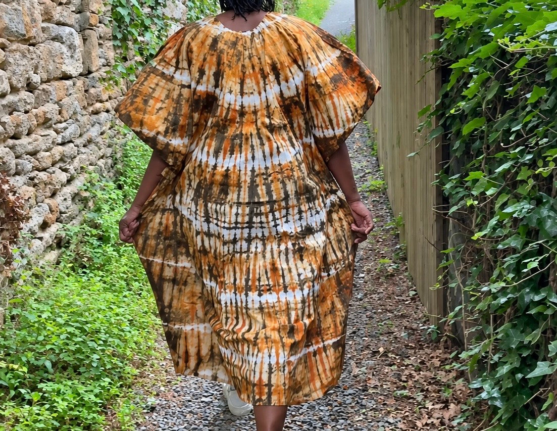 Robe boubou tie-dye terre cuite