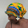 Bonnet réversible wax & satin jaune