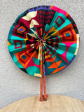 Éventail wax multicolore pliable – Motif géométrique
