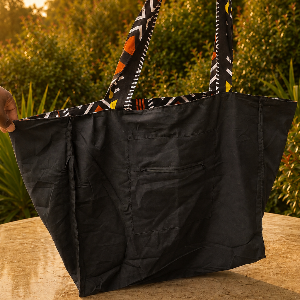 Tote bag wax – Noir graphique