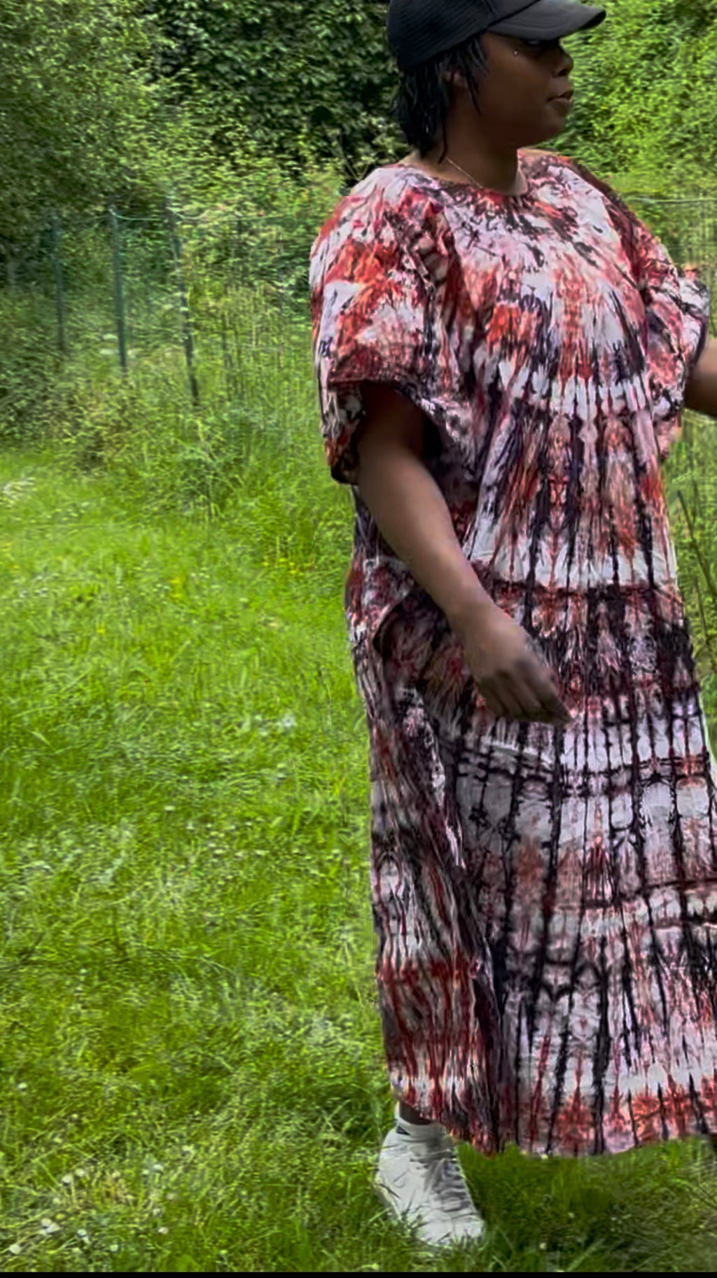 Robe longue tie & dye rouge