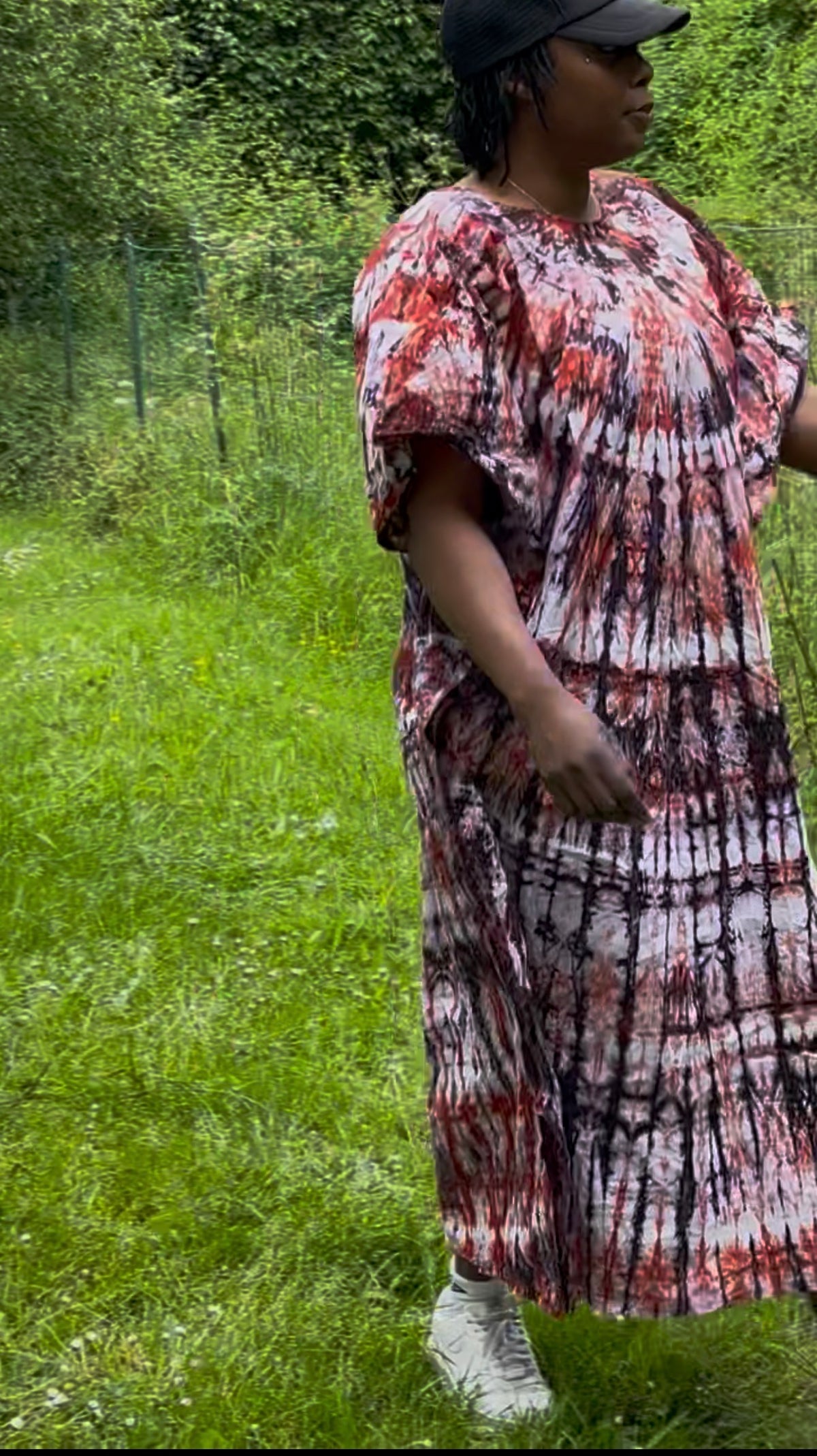 Robe longue tie & dye rouge