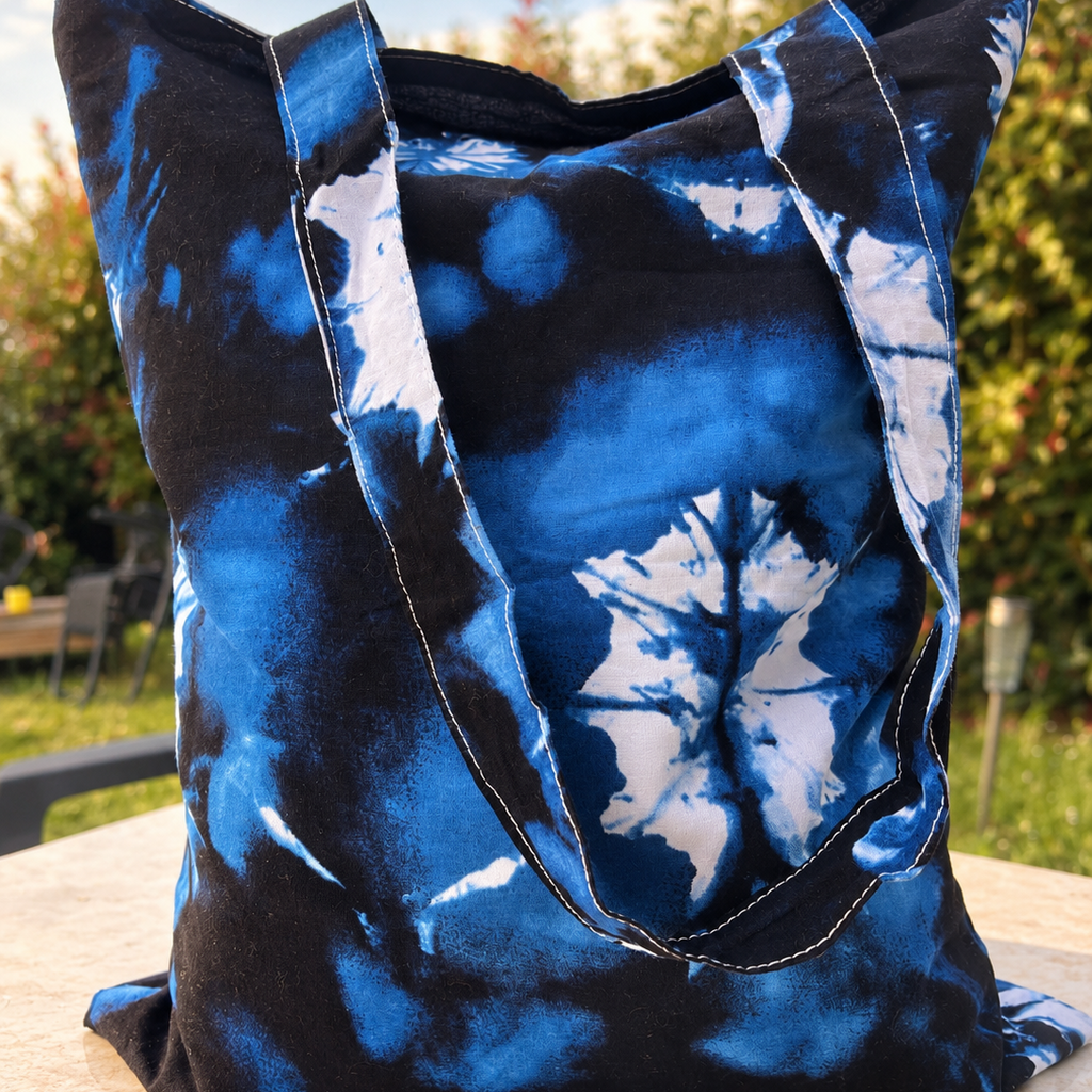 Tote bag wax – Bleu tie-dye
