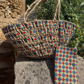 Panier tressé wax multicolore