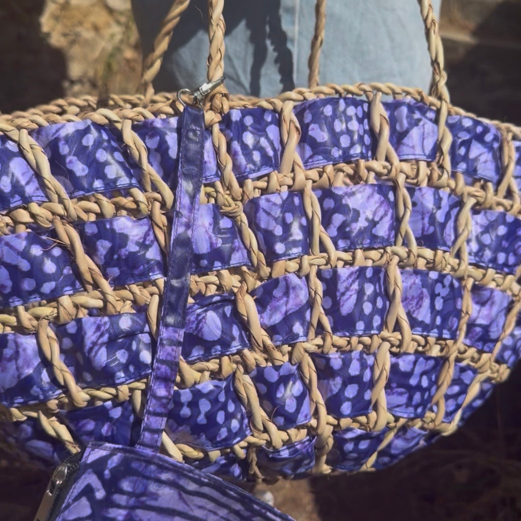 Panier tressé wax violet