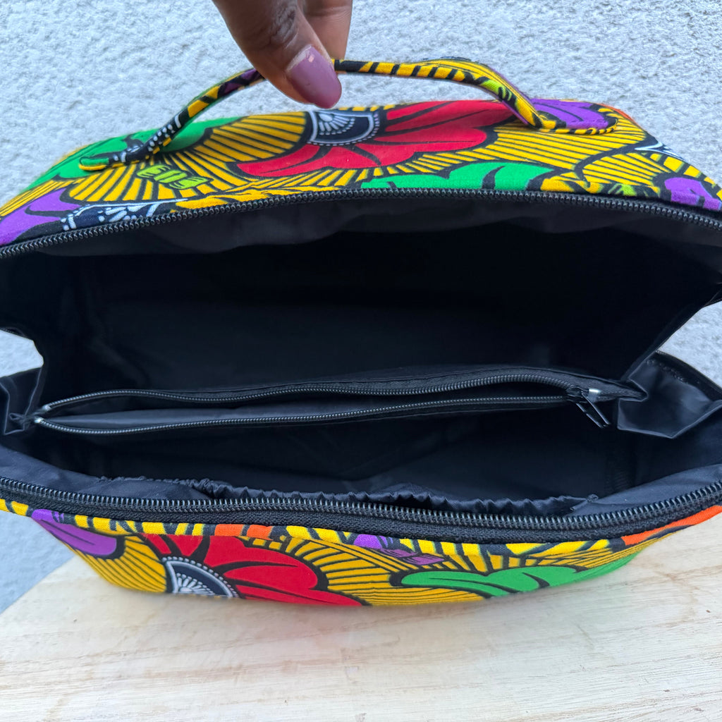 Trousse de toilette en tissu wax – Multi-compartiments
