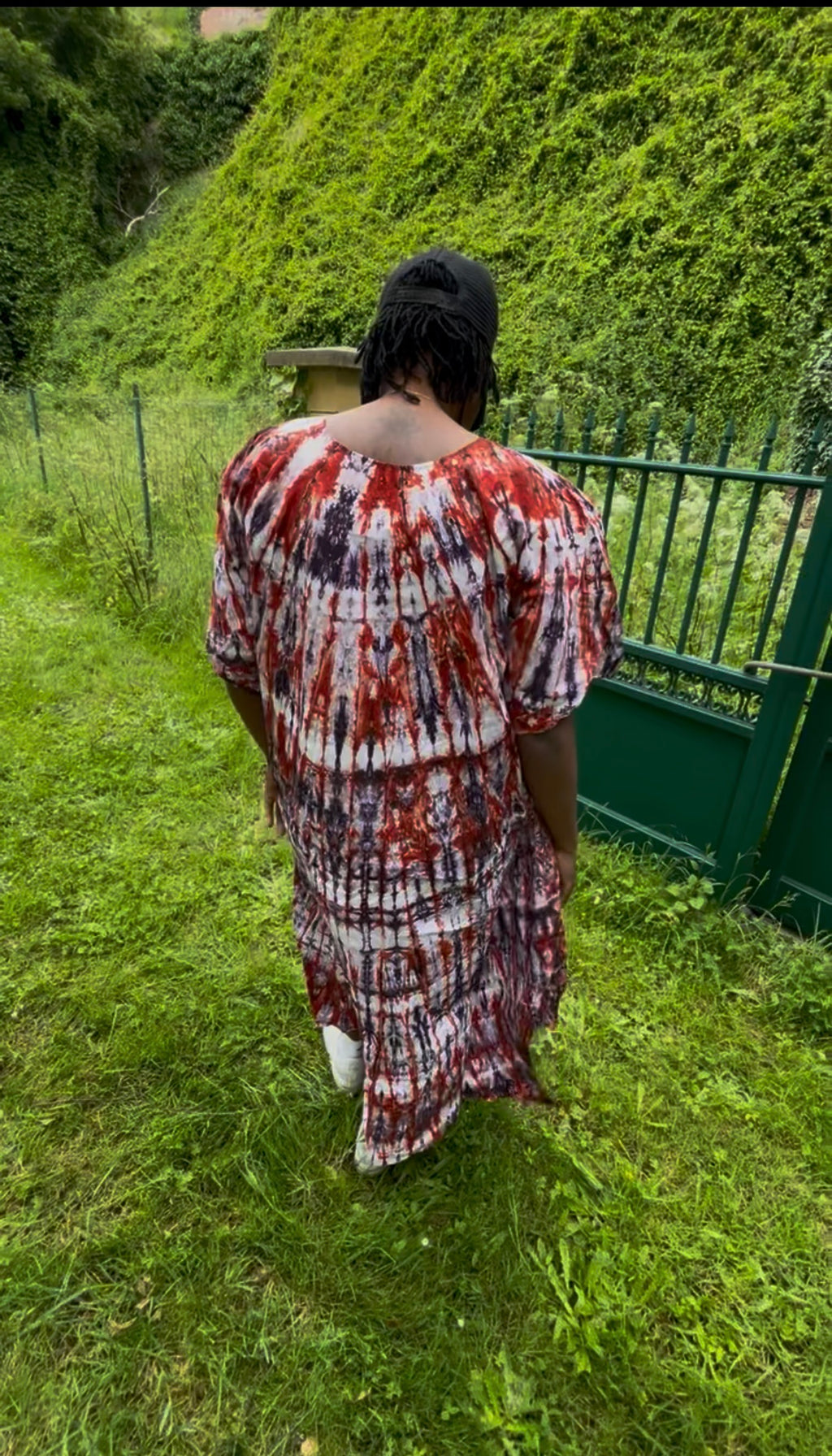 Robe longue tie & dye rouge