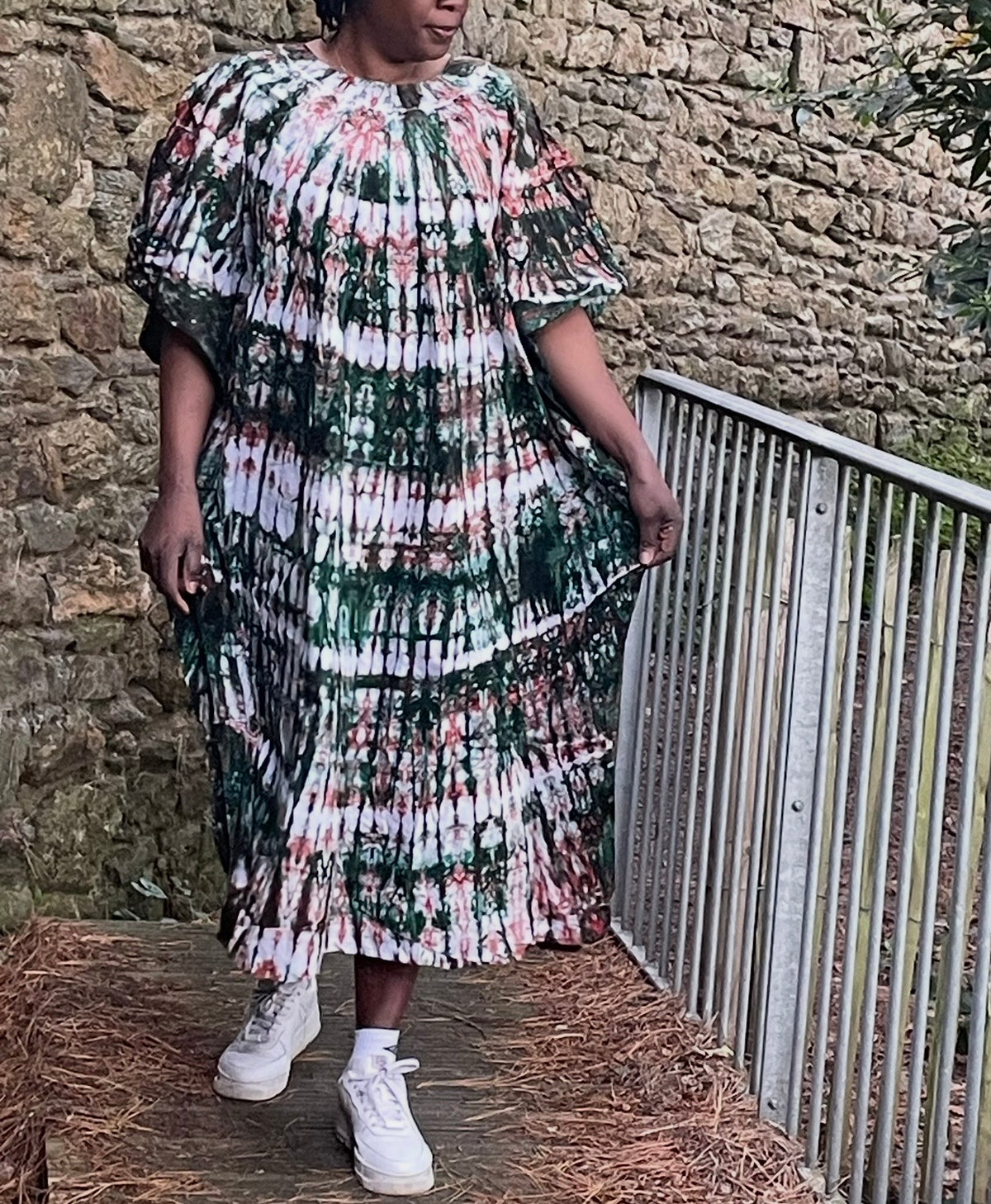 Robe boubou tie-dye verte