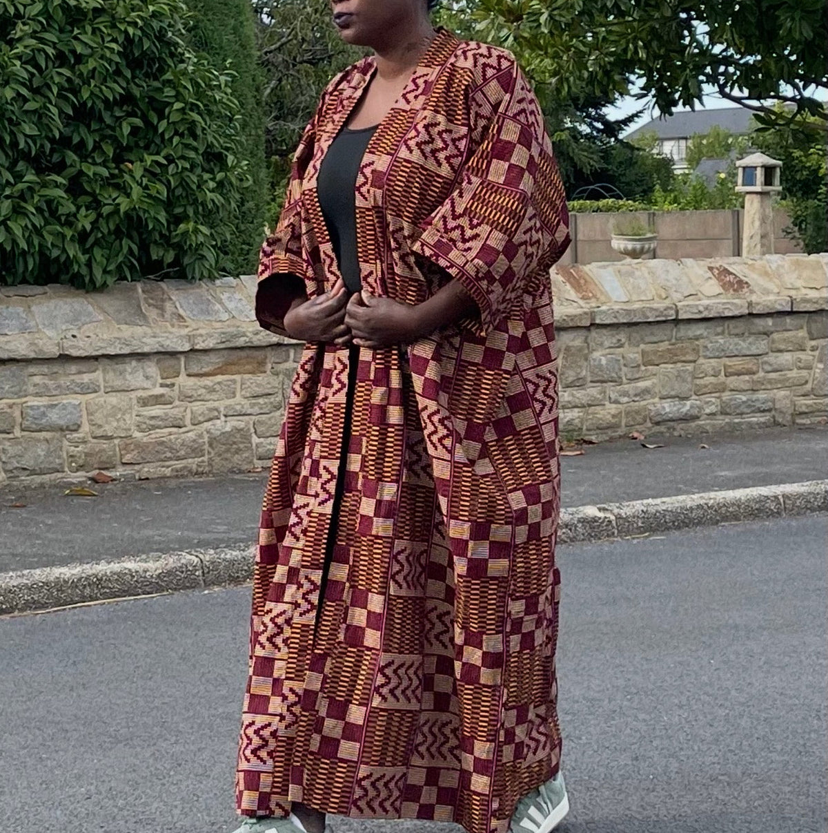 Kimono long wax rose & bordeaux – Taille unique