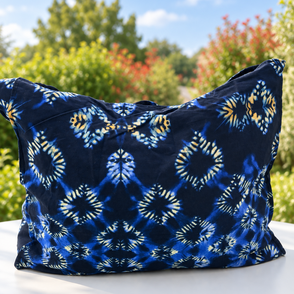 Grand tote bag wax bleu – Motifs tie & dye