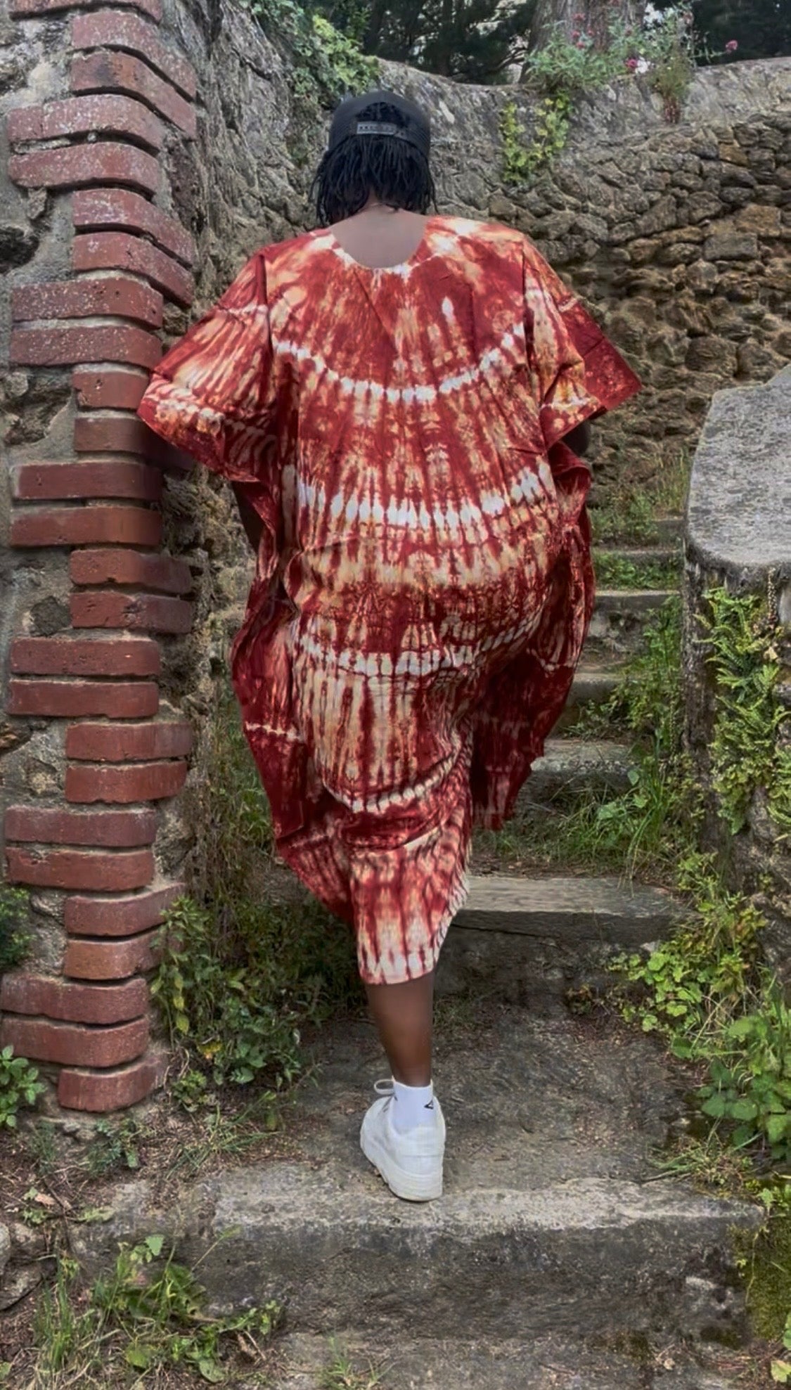 Robe boubou tie-dye terracotta