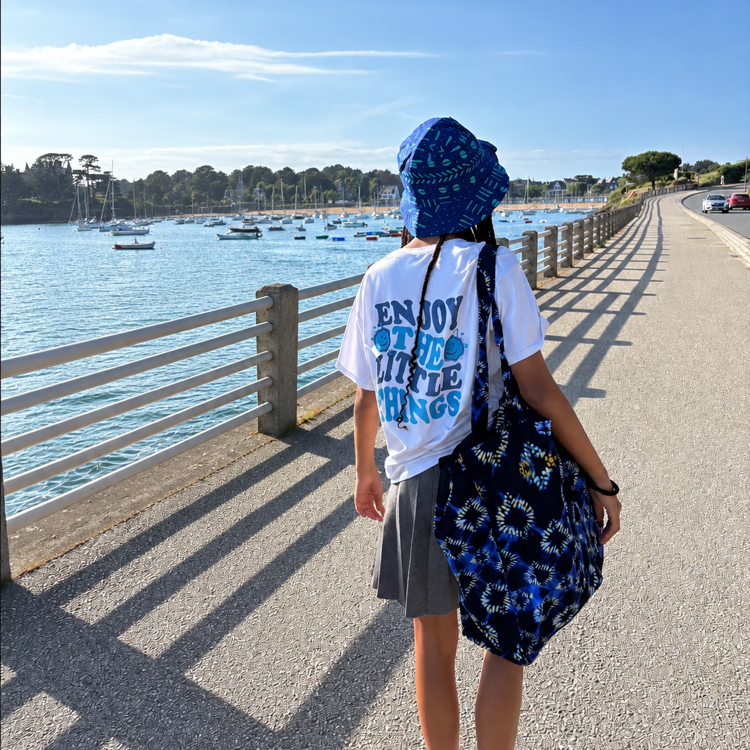 Grand tote bag wax bleu – Motifs tie & dye