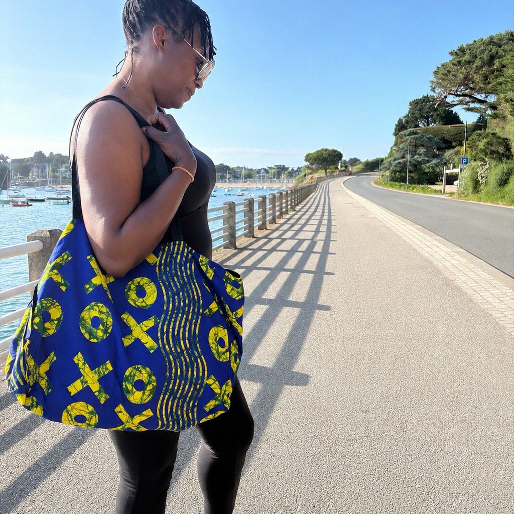 Tote bag wax – Bleu graphique