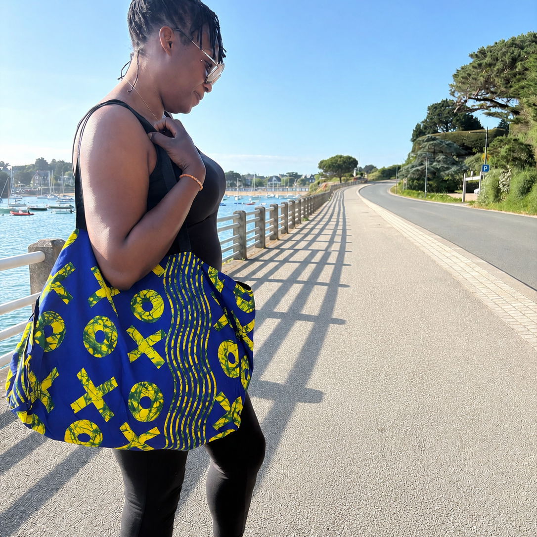 Tote bag wax – Bleu graphique