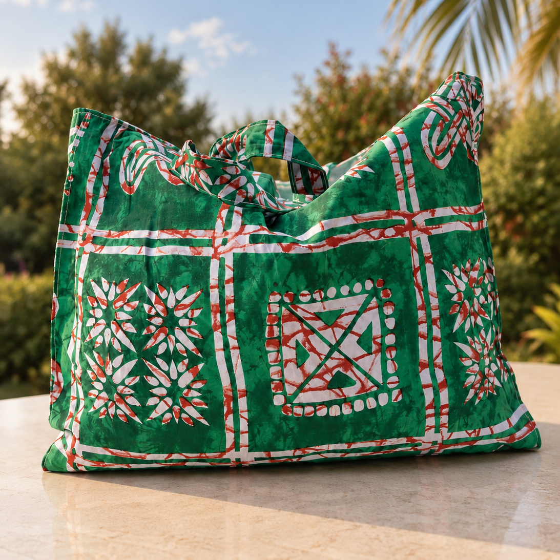 Tote bag wax – Vert graphique