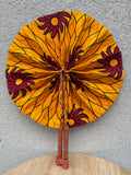 Éventail africain en wax jaune et rouge – Éventail pliable