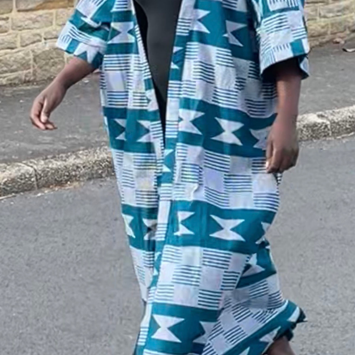 Kimono long wax bleu canard