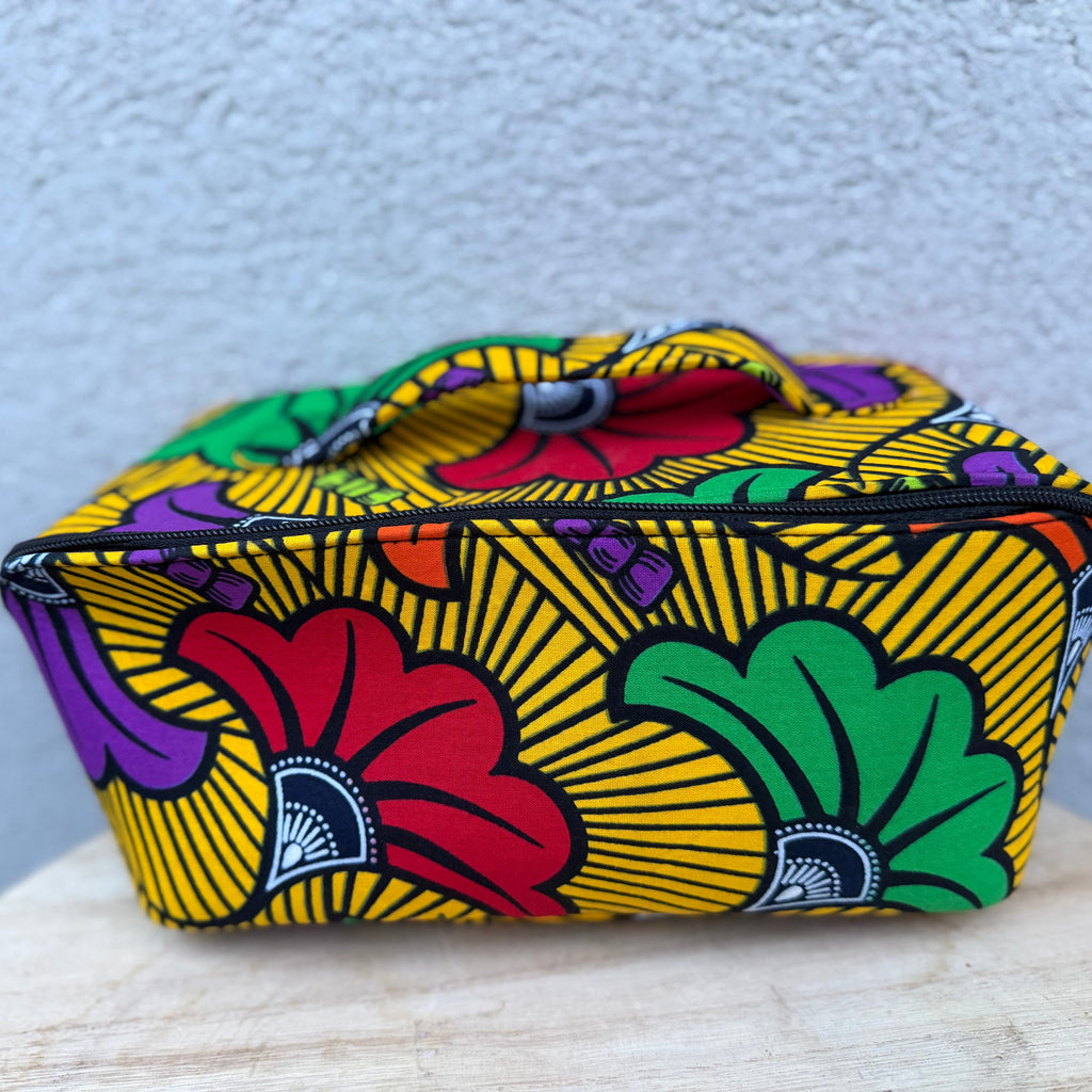 Trousse de toilette en tissu wax – Multi-compartiments