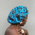 Bonnet wax & satin bleu ajustable