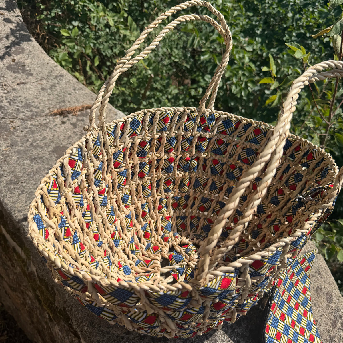 Panier tressé wax multicolore