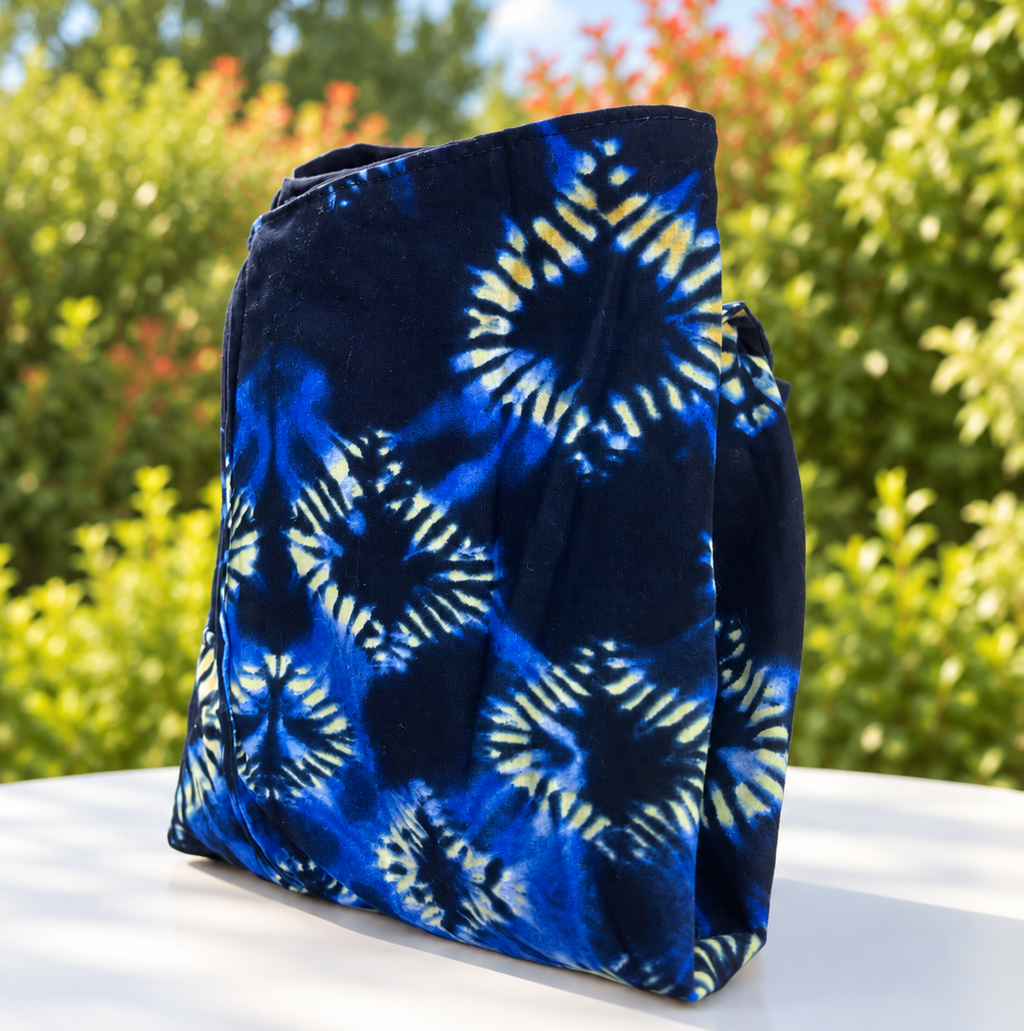 Grand tote bag wax bleu – Motifs tie & dye