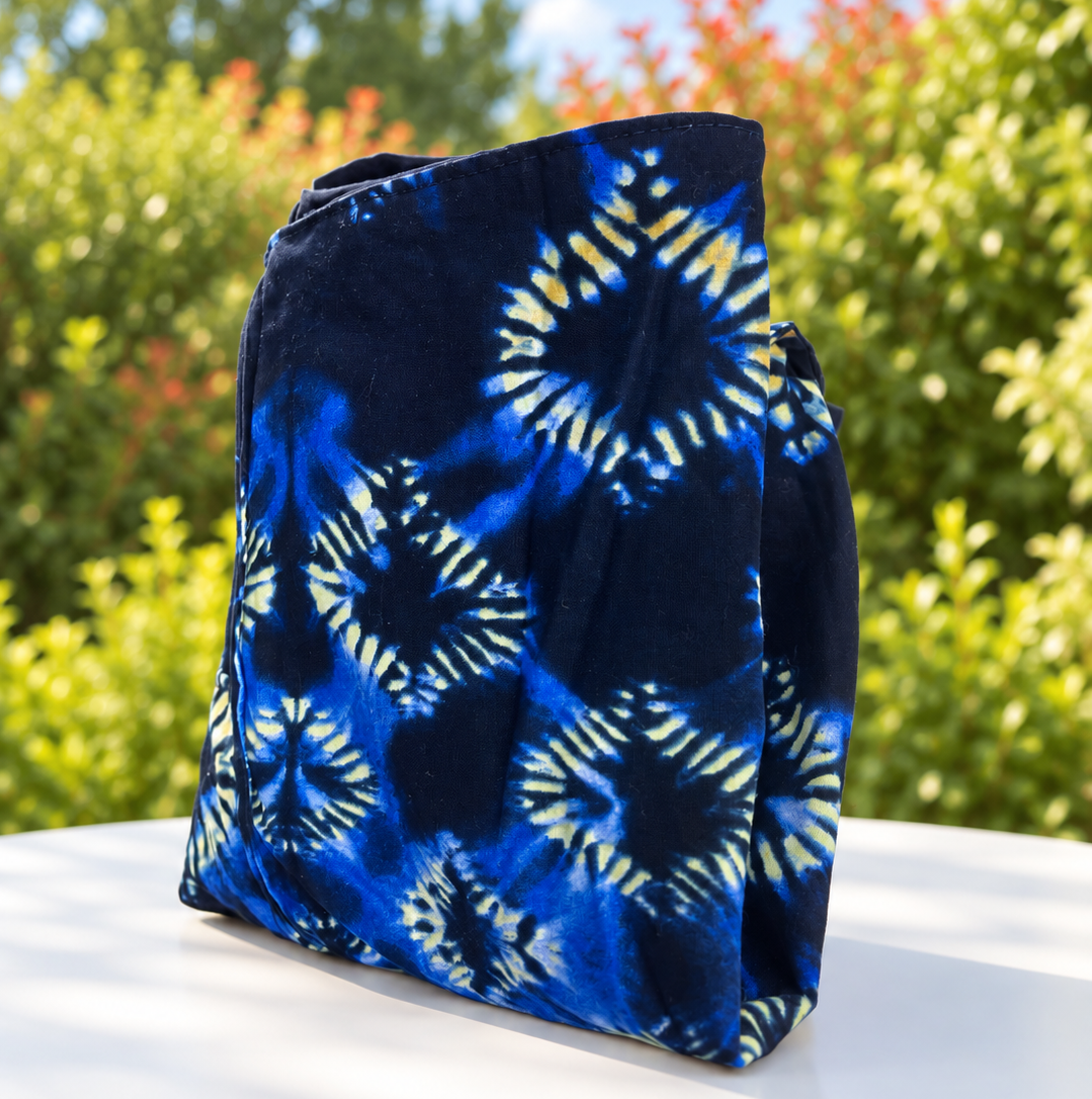 Grand tote bag wax bleu – Motifs tie & dye