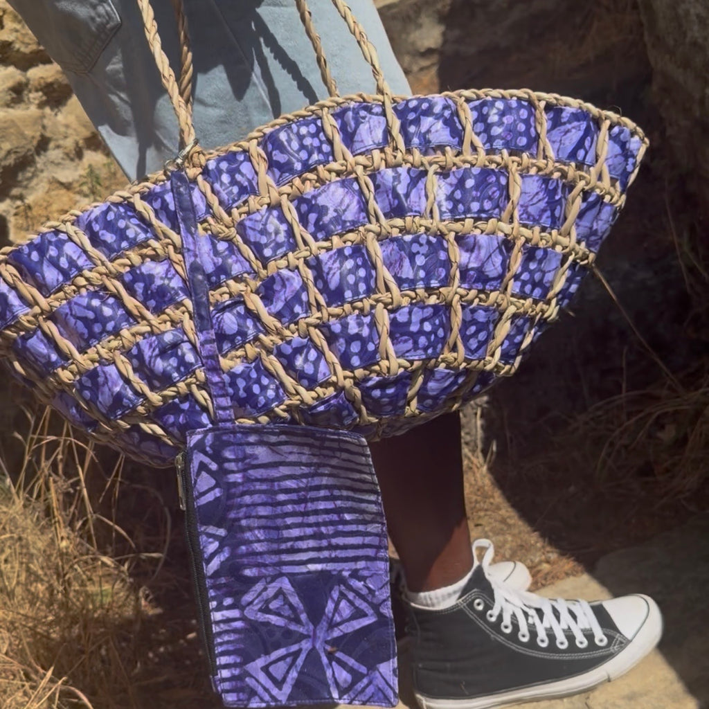 Panier tressé wax violet