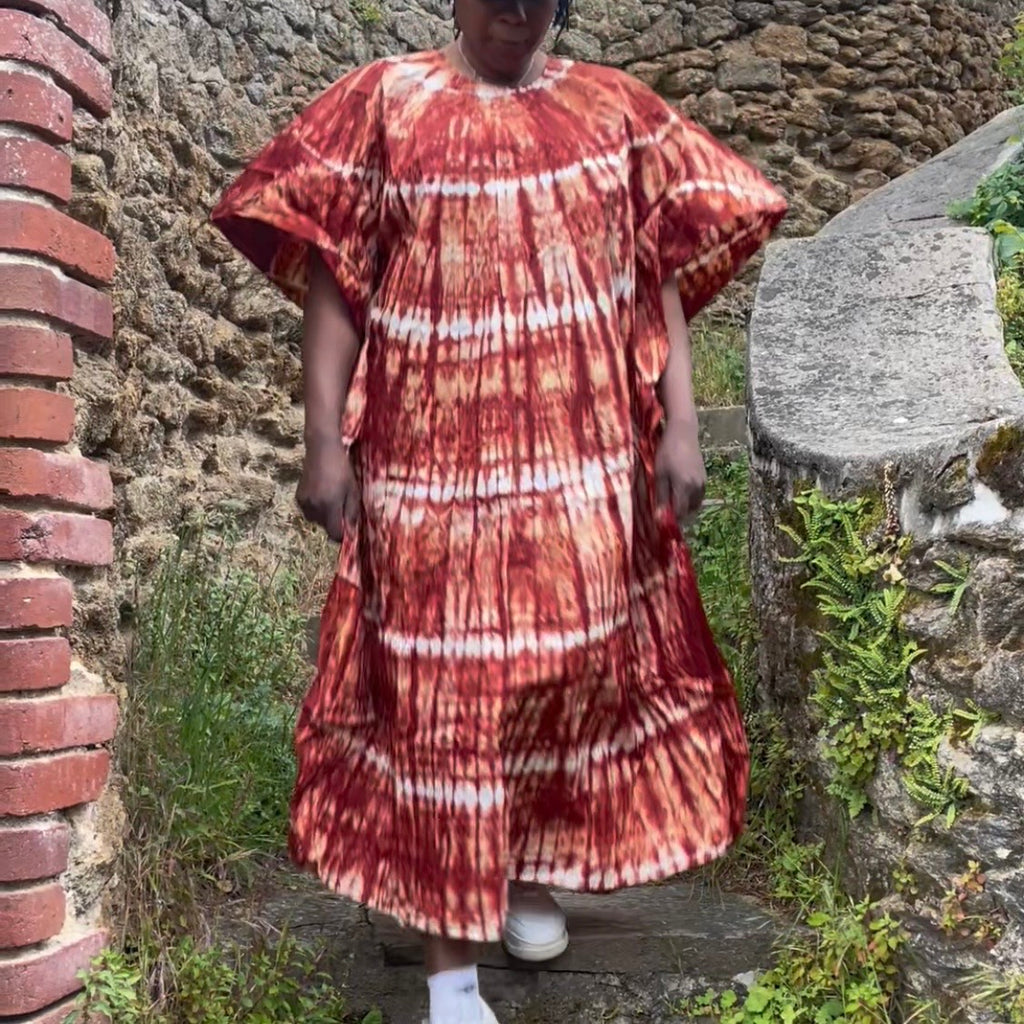 Robe boubou tie-dye terracotta