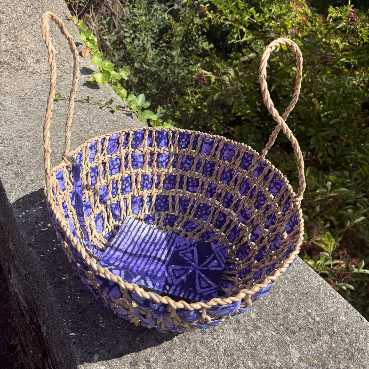 Panier tressé wax violet