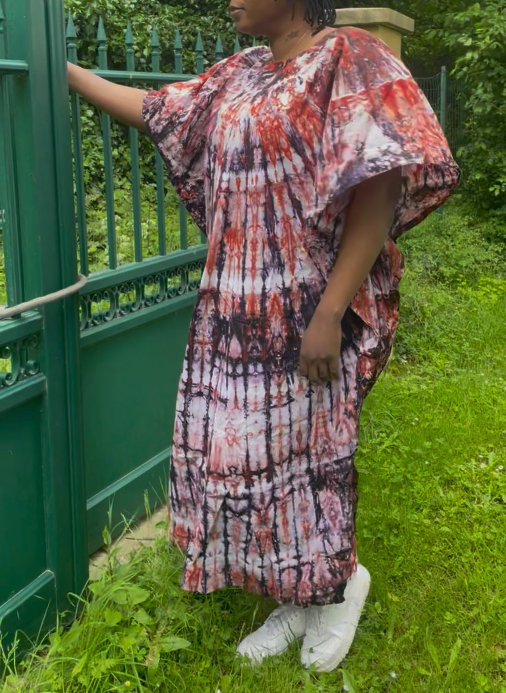 Robe longue tie & dye rouge