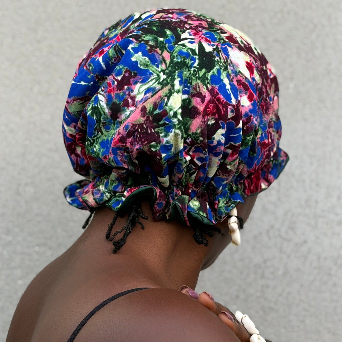 Bonnet satin & wax floral – Vert