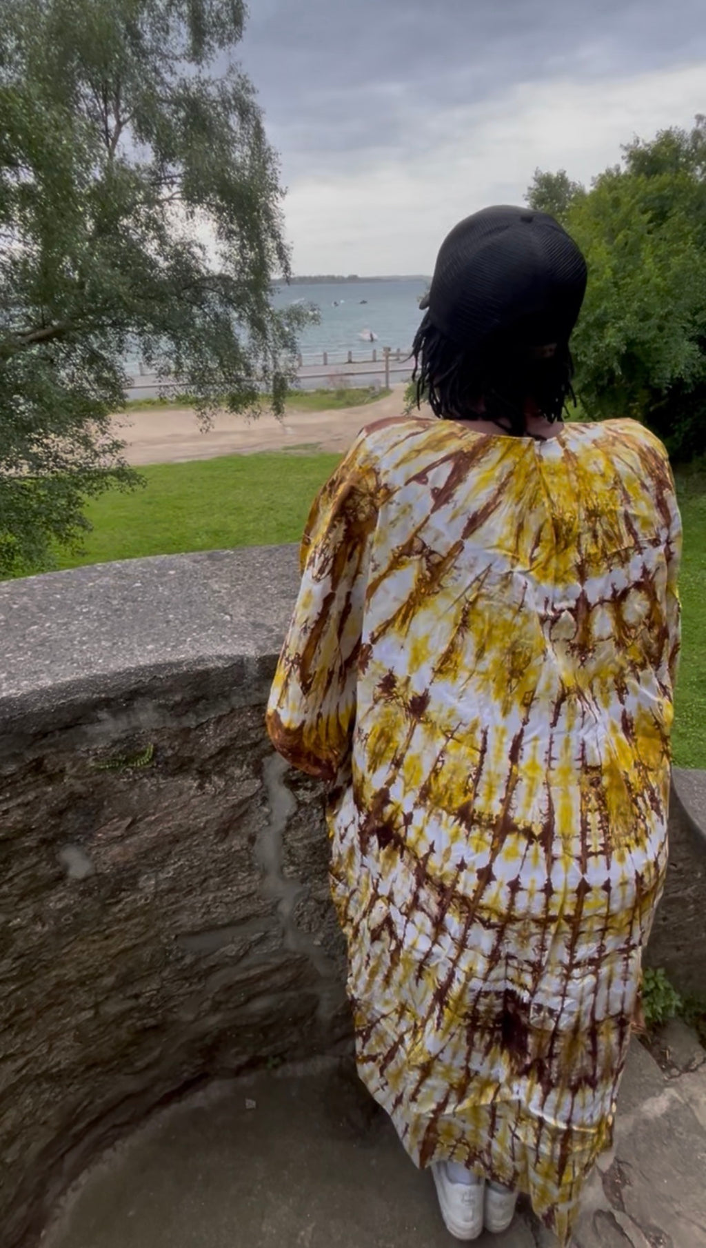 Robe boubou tie-dye jaune