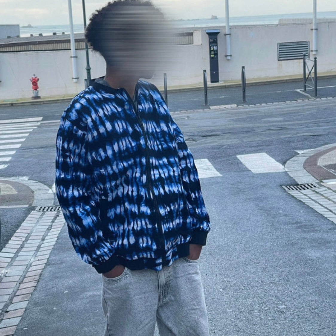 Bomber wax bleu & blanc – Unisexe