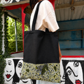 Tote bag wax – Noir & vert floral