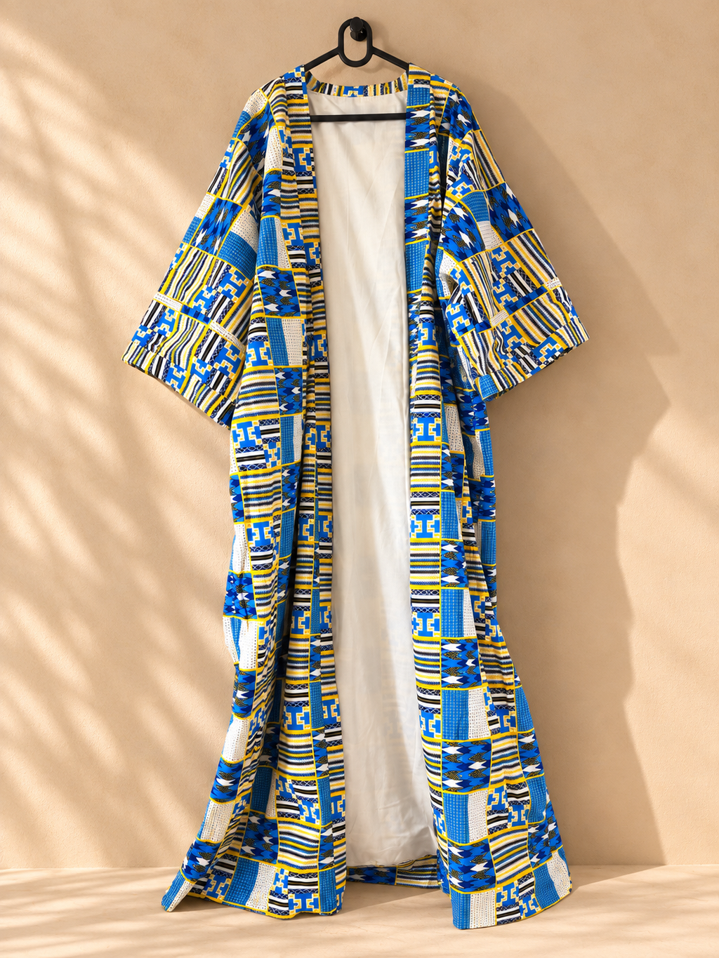 Kimono long wax bleu & jaune