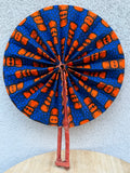 Éventail pliable wax bleu & orange – Graphique