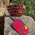 Panier tressé wax rouge