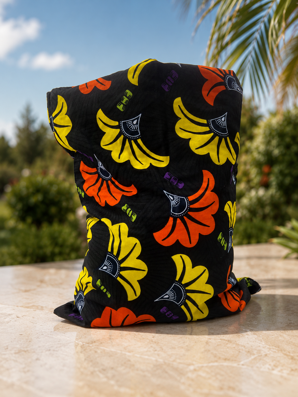 Tote bag wax noir, jaune & orange