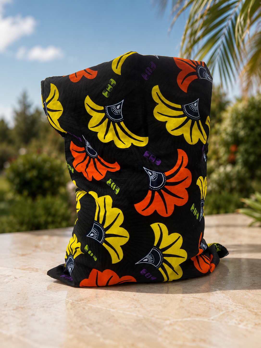 Tote bag wax noir, jaune & orange