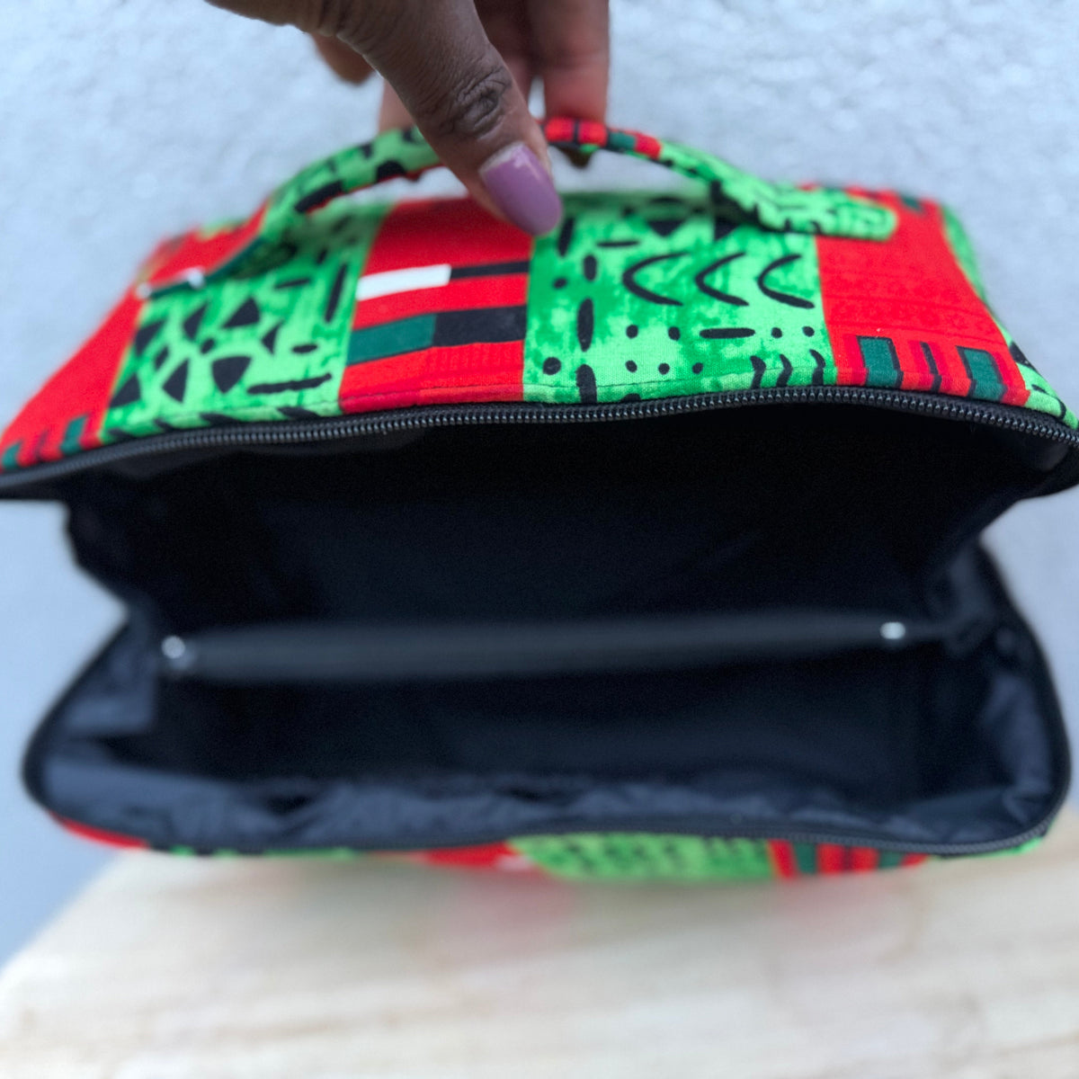 Trousse de toilette en tissu wax – Multi-compartiments
