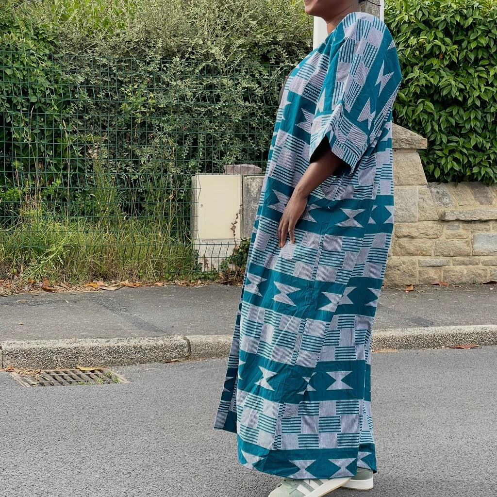 Kimono long wax bleu canard
