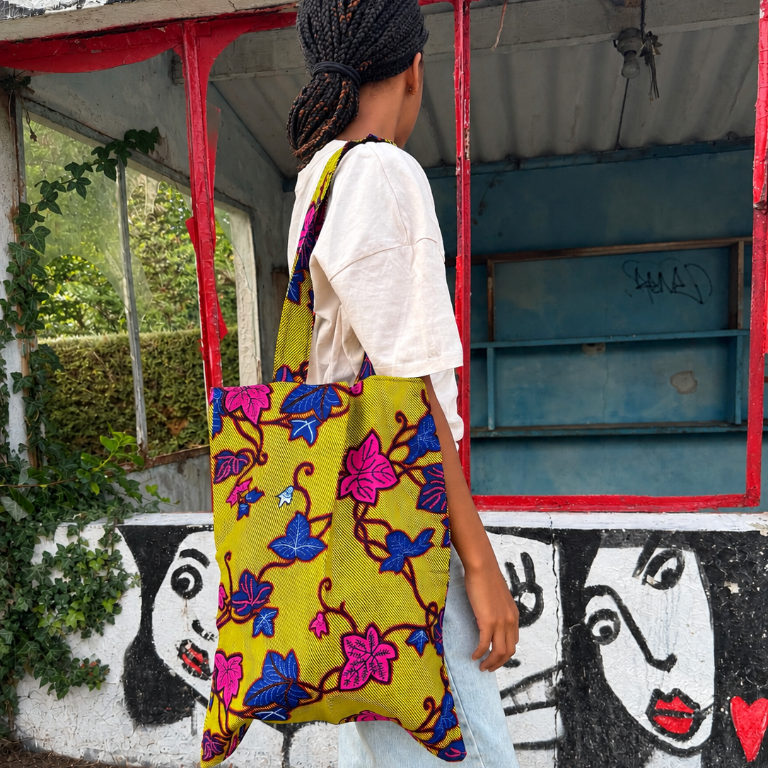 Tote bag wax – Jaune fleuri