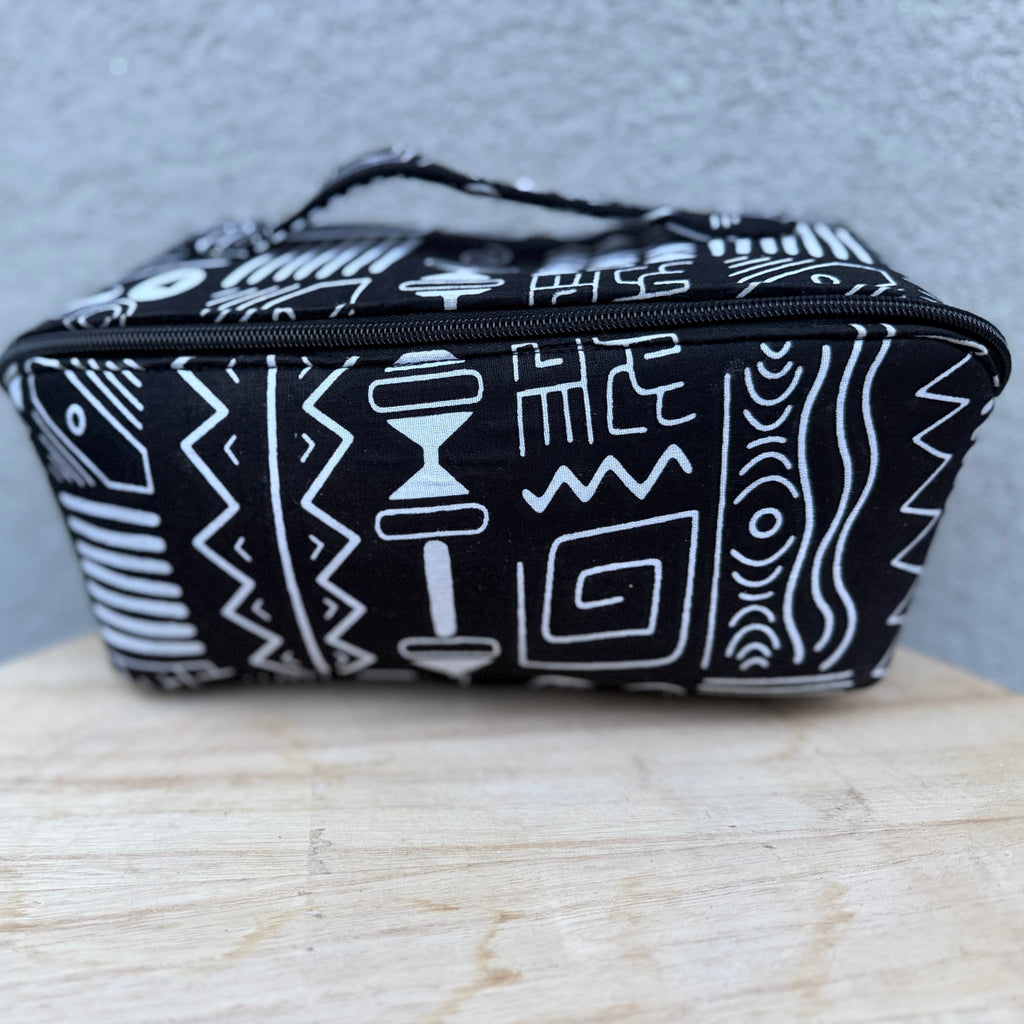 Trousse de toilette en tissu wax – Multi-compartiments
