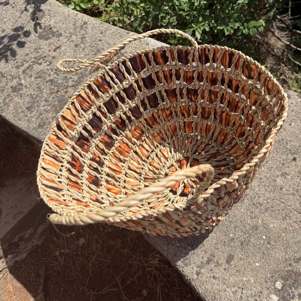 Panier tressé wax marron