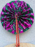 Éventail pliable wax rose fuchsia & vert – Floral