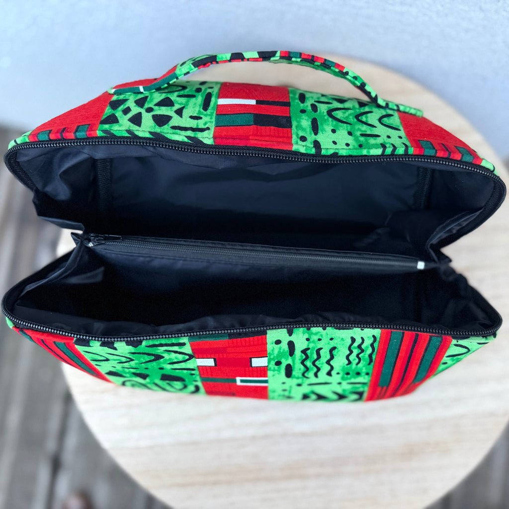 Trousse de toilette en tissu wax – Multi-compartiments
