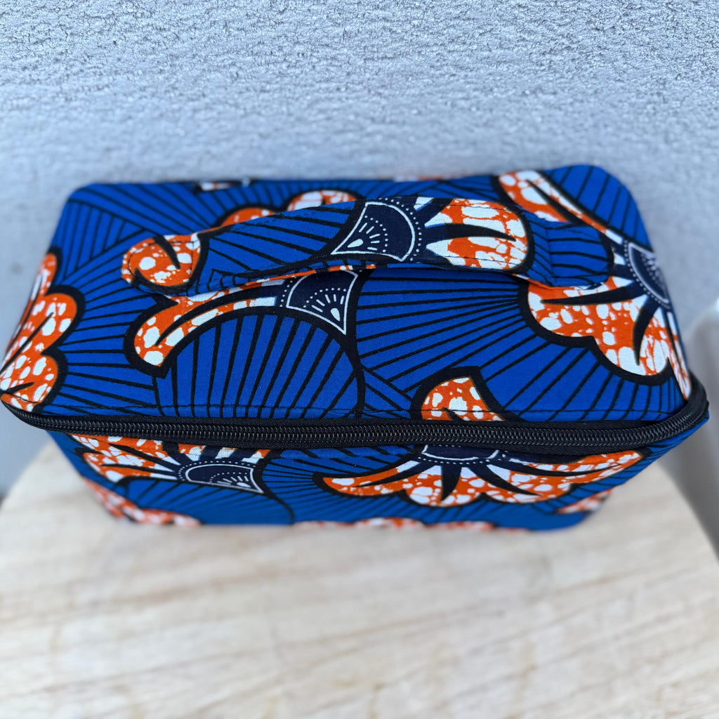 Trousse de toilette en tissu wax – Multi-compartiments