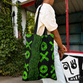 Tote bag wax – Noir & vert graphique